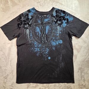 Structure Premium Y2K MMA Tattoo Cross Griffin Graphic Tee Large